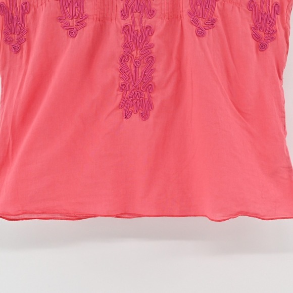 FREE PEOPLE Top Womens Size S Pink Lightweight Embroidered Detail Boho Blouse - Picture 13 of 13